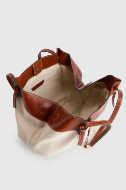 Alana Leather Canvas Tote Bag