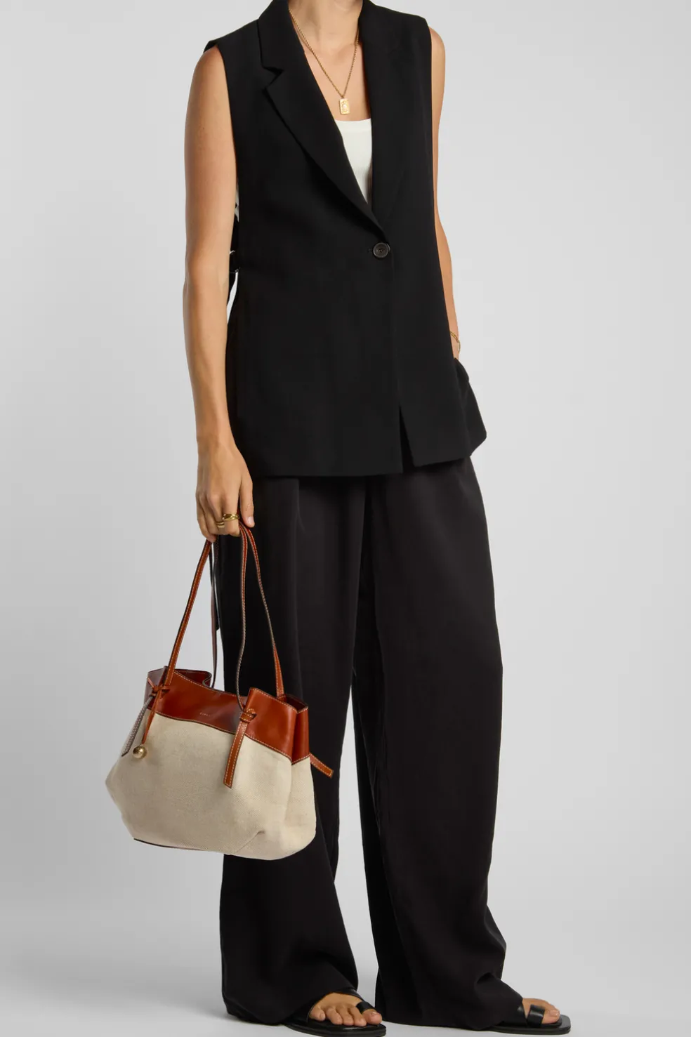 Alana Leather Canvas Tote Bag