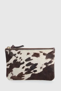 Anais Leather Cow Print Pouch