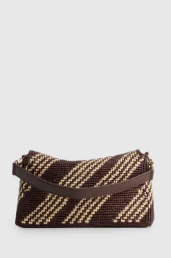 Clara Leather Raffia Shoulder Bag