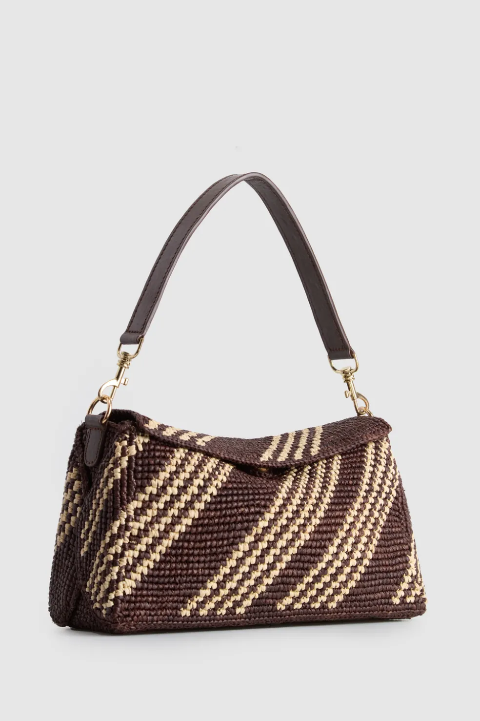 Clara Leather Raffia Shoulder Bag