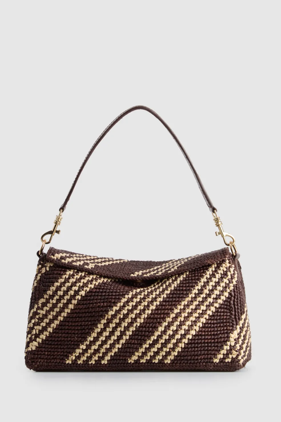 Clara Leather Raffia Shoulder Bag