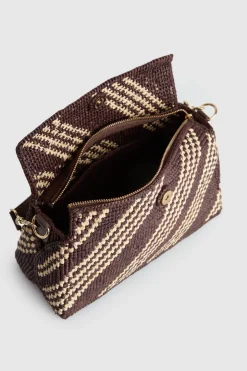 Clara Leather Raffia Shoulder Bag