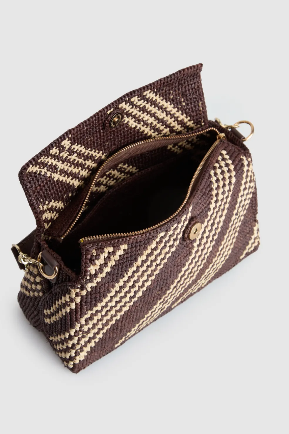Clara Leather Raffia Shoulder Bag