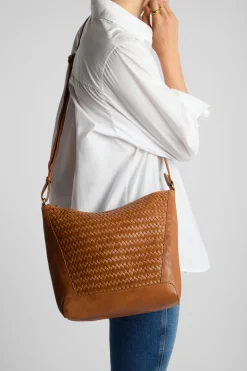 Elise Leather Weave Bucket Bag