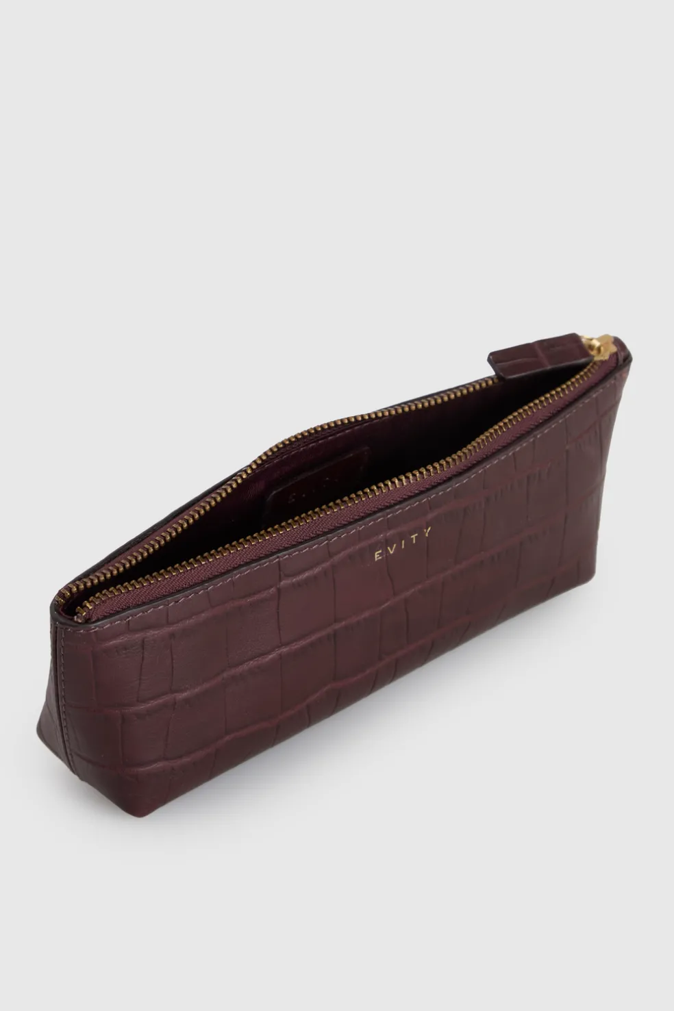 Lila Croc Emboss Pencil Case
