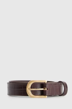 Lila SM Leather Croc Emboss Belt