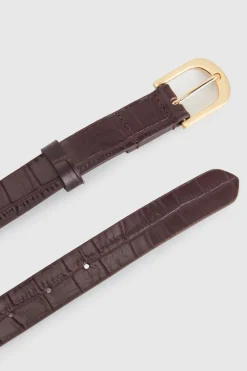 Lila SM Leather Croc Emboss Belt