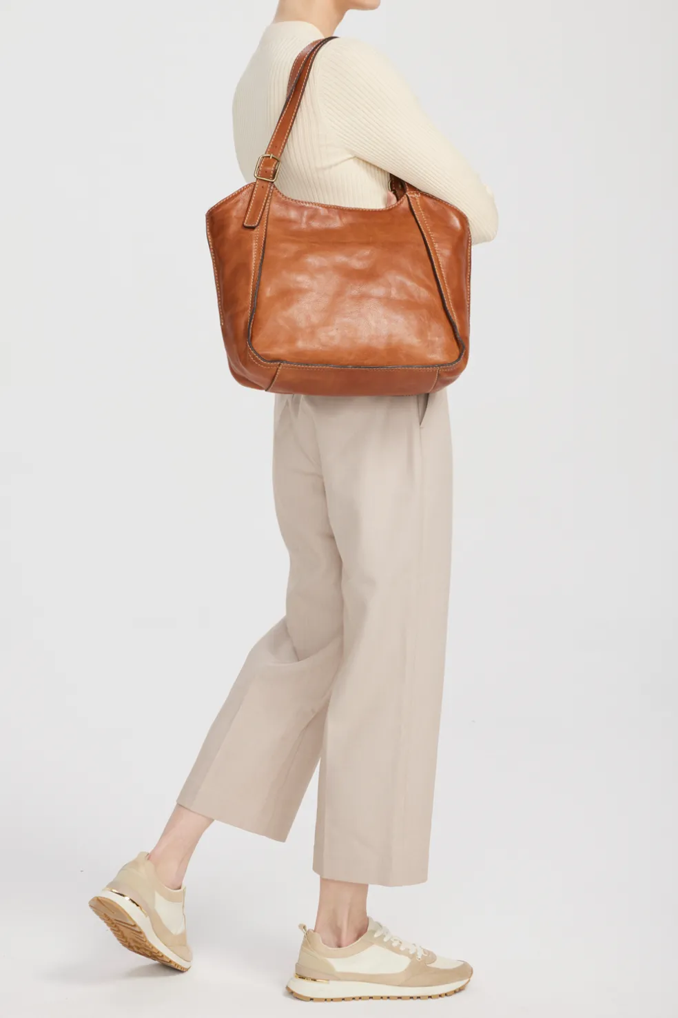 Maya Leather Buckle Tote Bag
