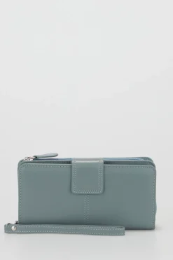 RFID Leather Zip Around Wallet